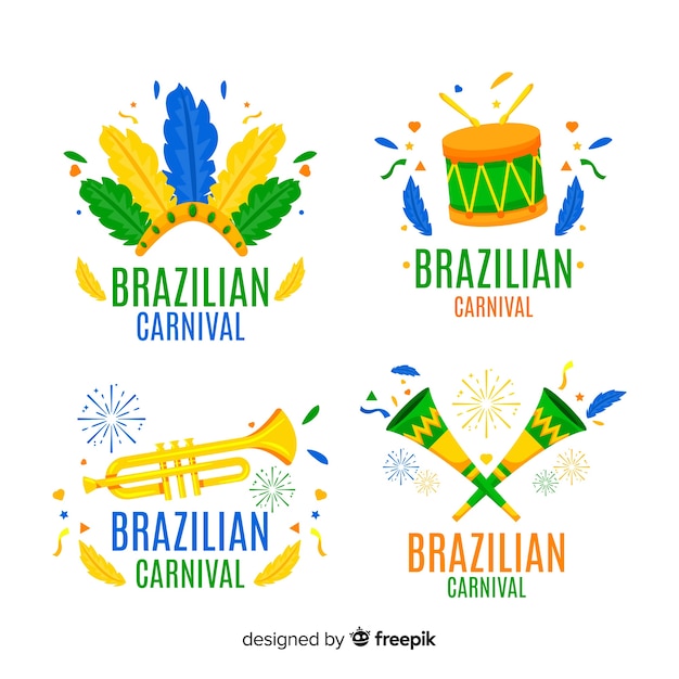 Set de etiquetas de carnaval de brasil