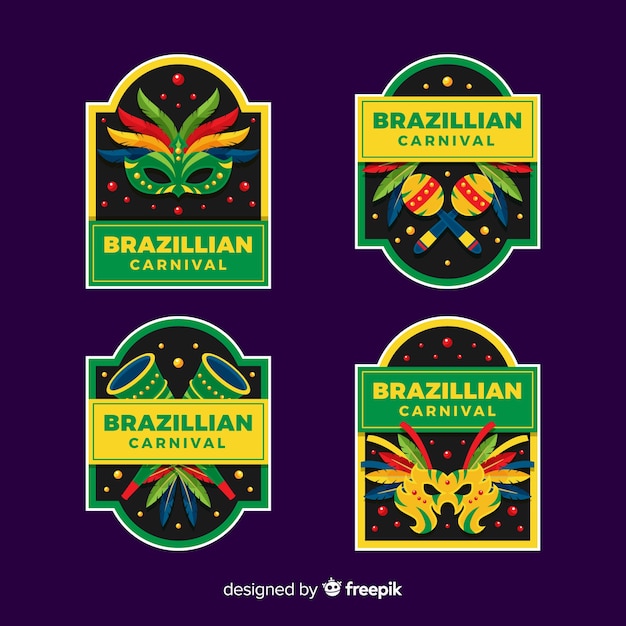 Vector gratuito set de etiquetas del carnaval de brasil