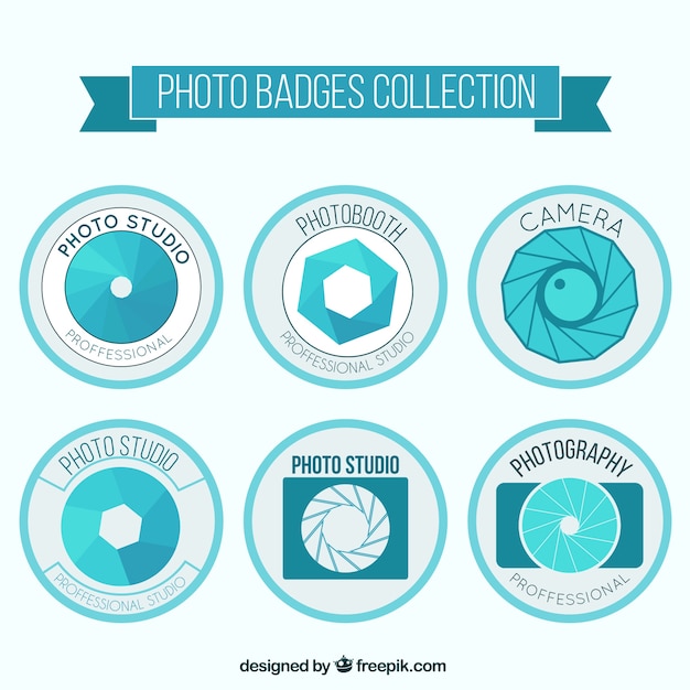 Vector gratuito set de etiquetas celestes retro de fotografía