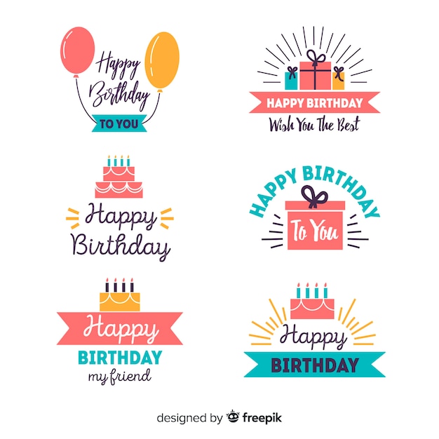 Set de etiquetas de cumpleaños