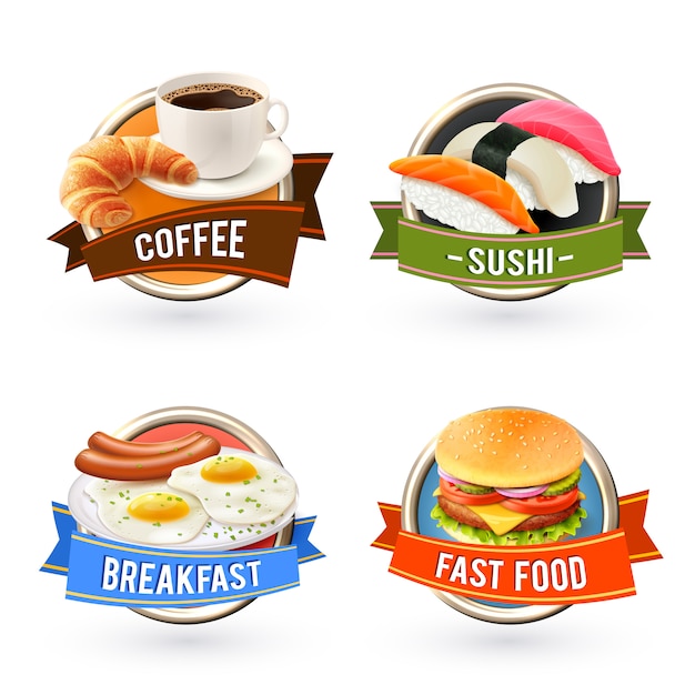 Set de etiquetas de desayuno