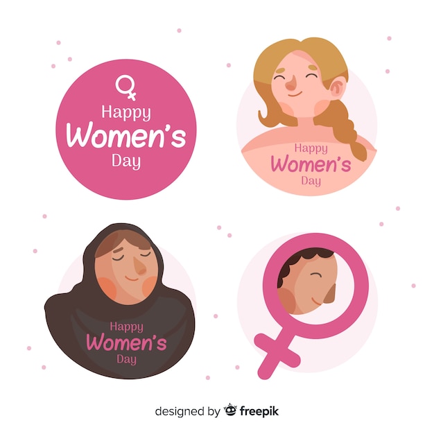 Vector gratuito set de etiquetas del día de la mujer