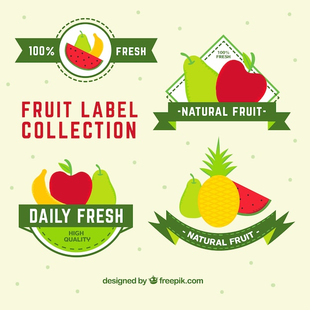 Vector gratuito set de etiquetas de frutas