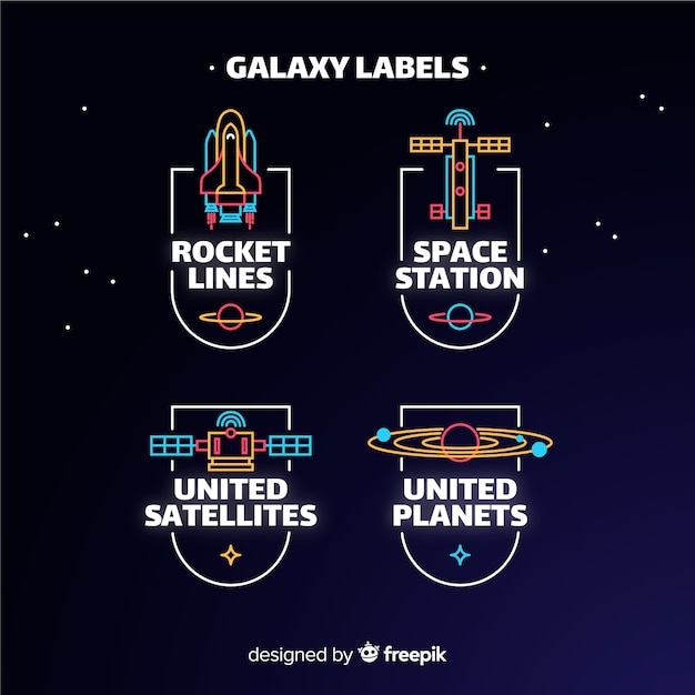 Vector gratuito set de etiquetas galácticas