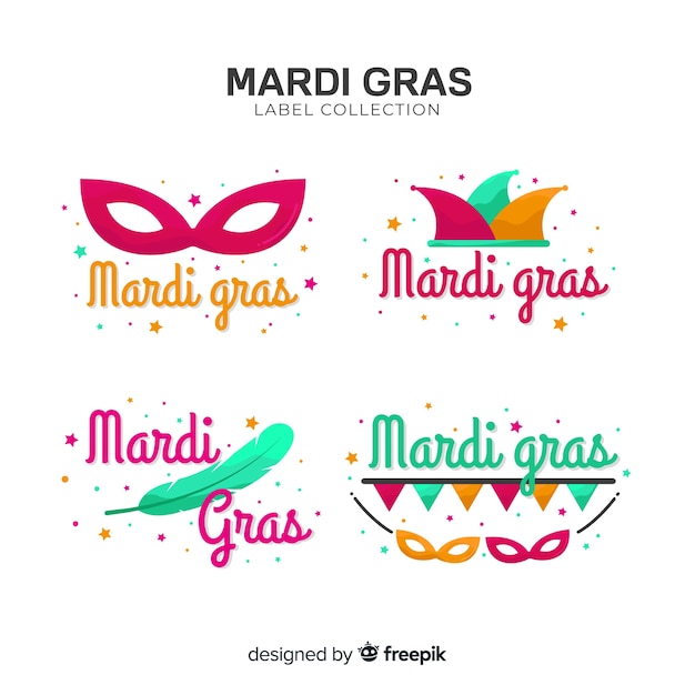 Vector gratuito set de etiquetas del mardi gras