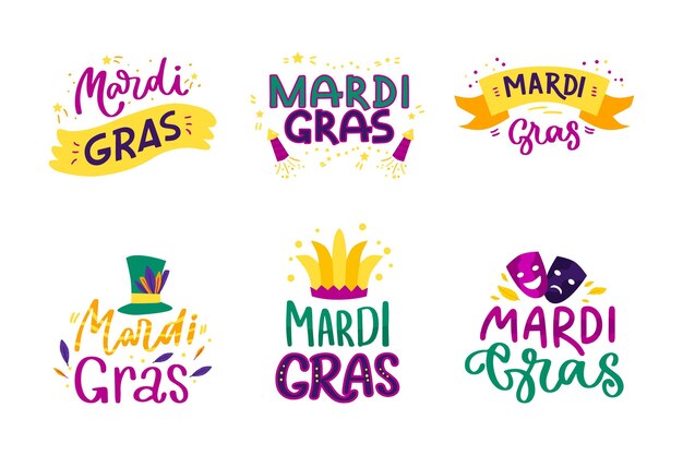Set de etiquetas del mardi gras