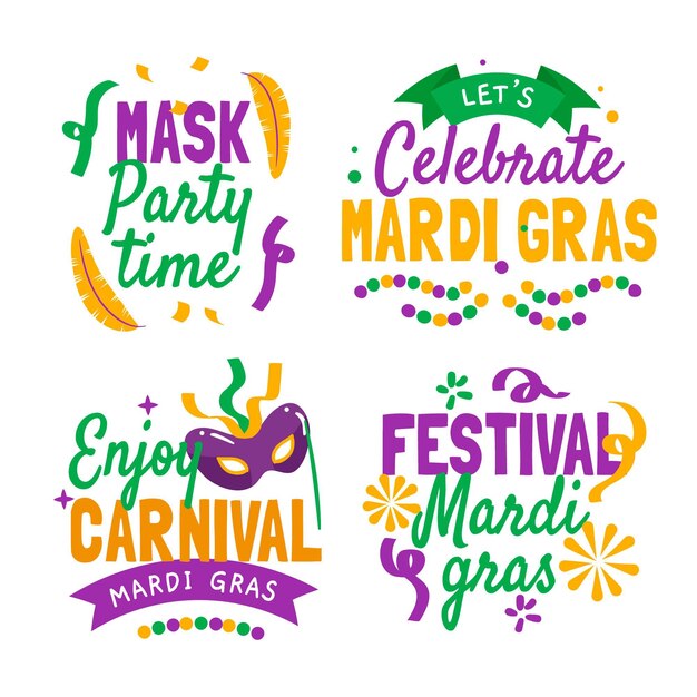 Set de etiquetas del mardi gras