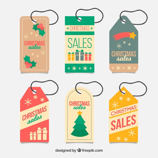 Set de etiquetas navideñas de rebajas