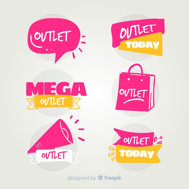 Vector gratuito set de etiquetas de outlet