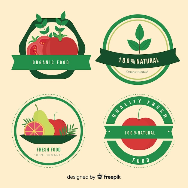 Set etiquetas planas fruta orgánica