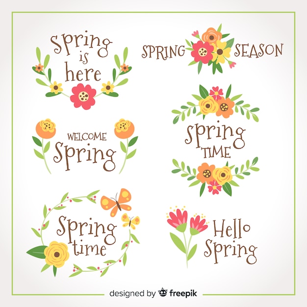 Set de etiquetas de primavera
