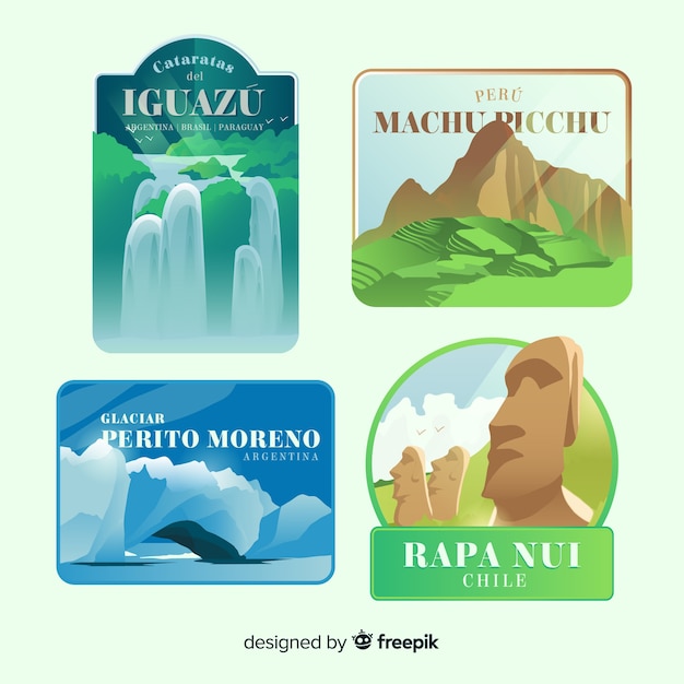 Vector gratuito set de etiquetas de viaje