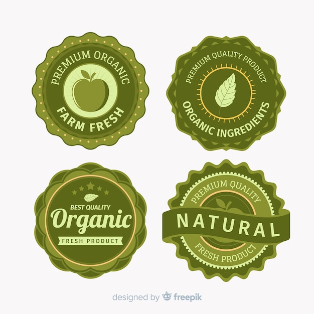 Vector gratuito set etiquetas vintage fruta orgánica