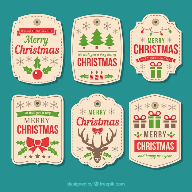 Vector gratuito set de etiquetas vintage de navidad