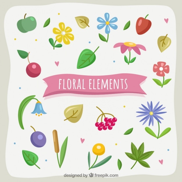 Vector gratuito set fantástico de elementos florales