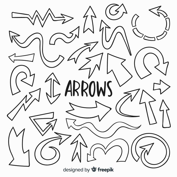 Vector gratuito set de flechas decorativas dibujadas
