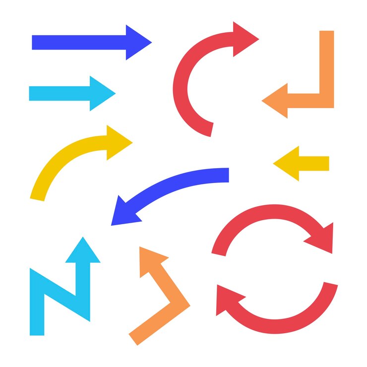 Vector gratuito set de flechas de varios colores estilo grueso