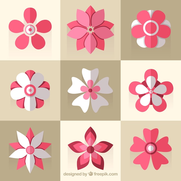Vector gratuito set de flores de cerezo en diseño plano