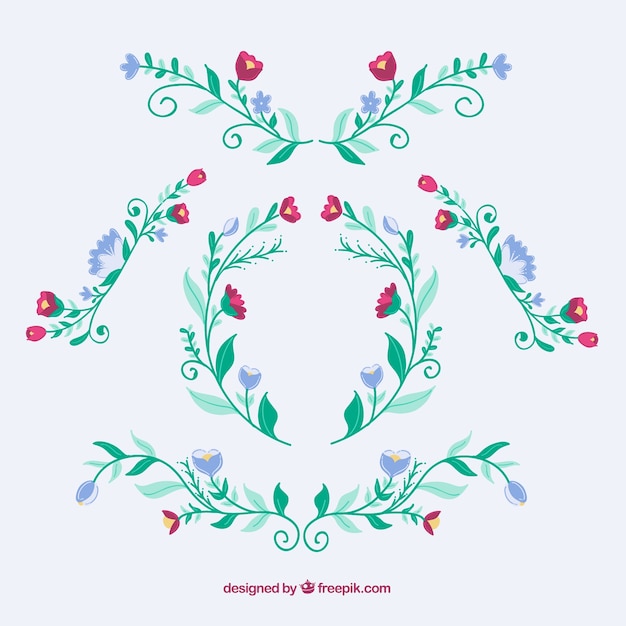 Set de flores decorativas de acuarela 