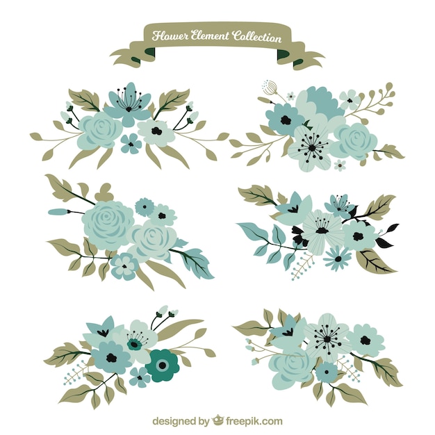 Vector gratuito set de flores en estilo plano