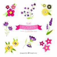 Vector gratuito set de flores en estilo plano