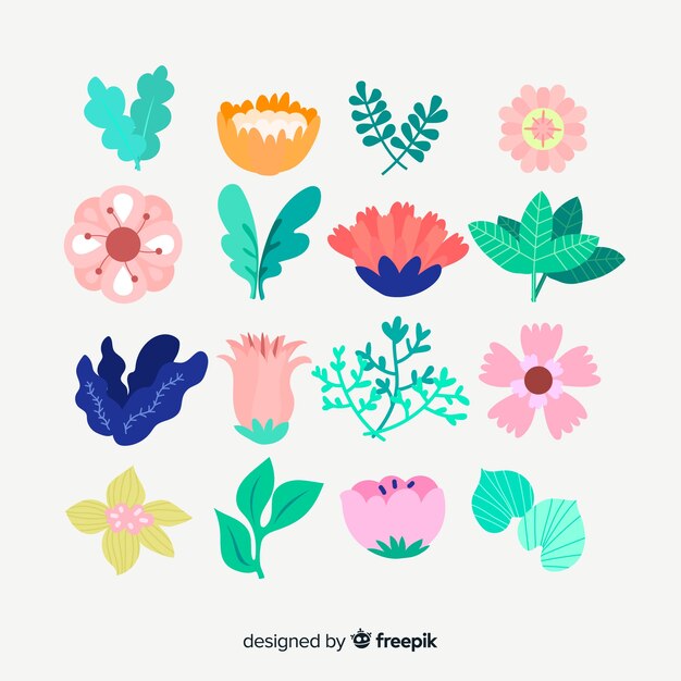 Set de flores y hojas