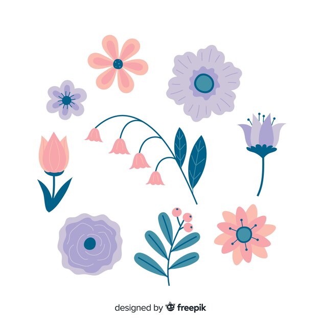 Set de flores y hojas