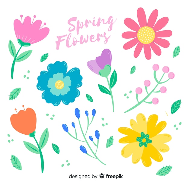 Vector gratuito set de flores de primavera