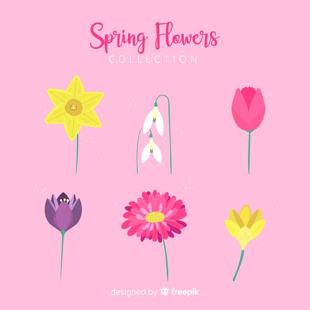 Vector gratuito set de flores primaverales