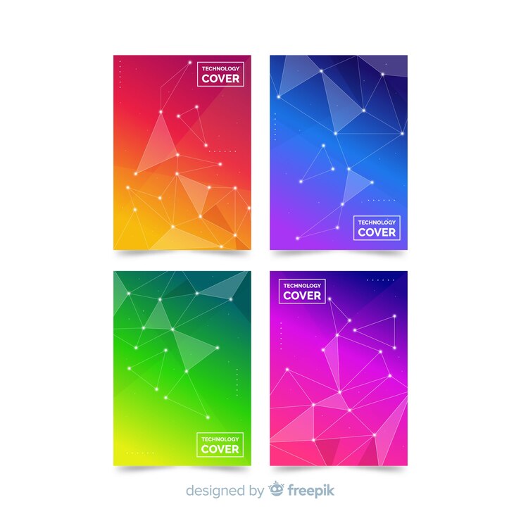 Vector gratuito set folletos coloridos tecnología