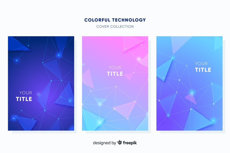 Vector gratuito set folletos coloridos tecnología