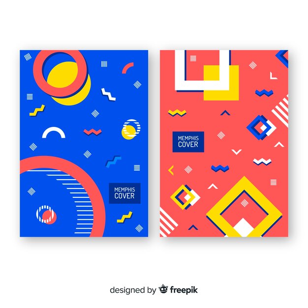 Set folletos estilo memphis
