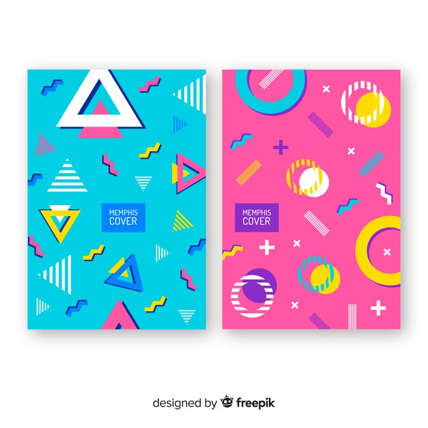 Set folletos estilo memphis