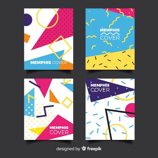 Set folletos estilo memphis