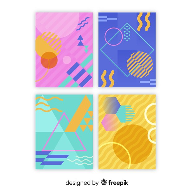 Set folletos estilo memphis