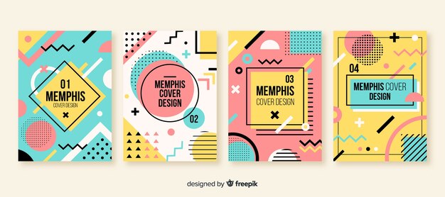 Set folletos estilo memphis