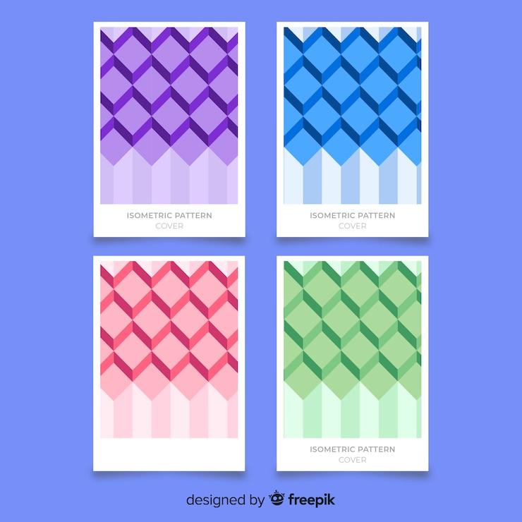 Vector gratuito set folletos estilo poligonal isométrico