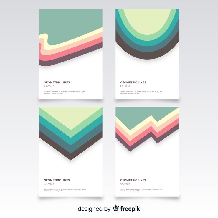 Vector gratuito set folletos líneas geométricas