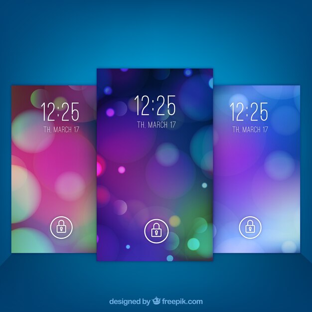 Set de fondos de móvil con efecto bokeh 