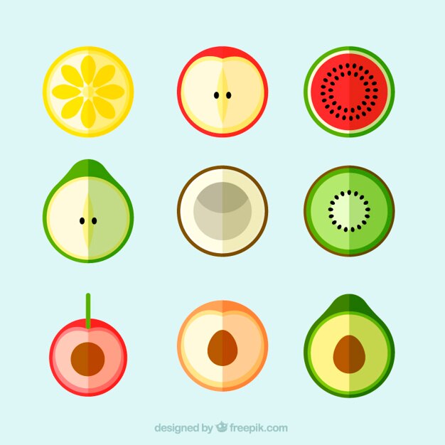 Set de frutas de colores exóticas