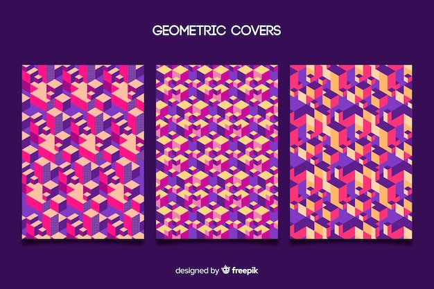 Set de fundas con colorido diseño geométrico.