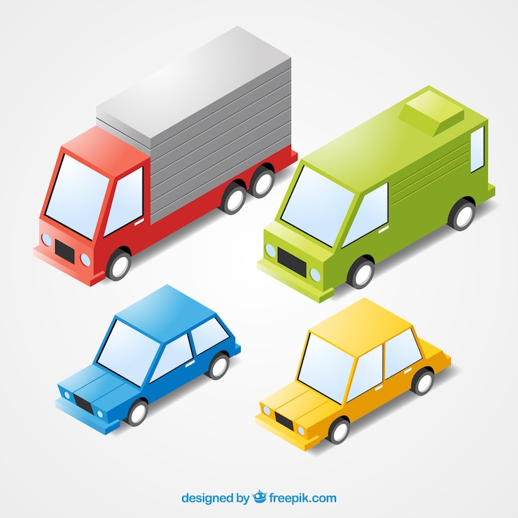 Vector gratuito set de geniales vehículos isométricos