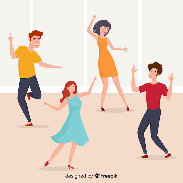 Set gente dibujada a mano bailando