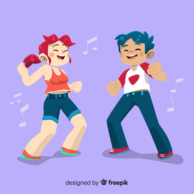 Set gente dibujada a mano bailando
