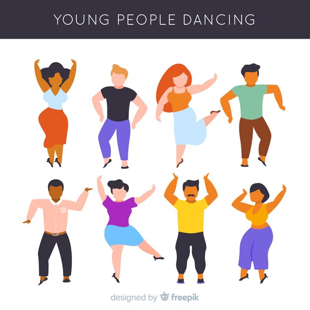 Set gente dibujada a mano bailando