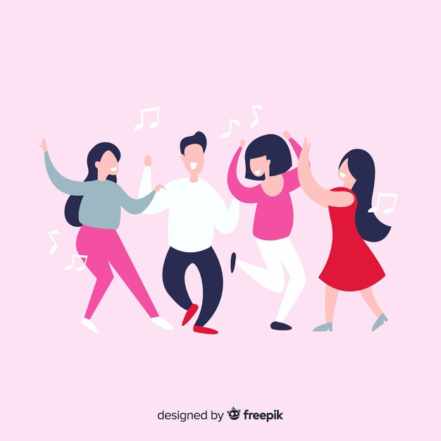 Set gente dibujada a mano bailando