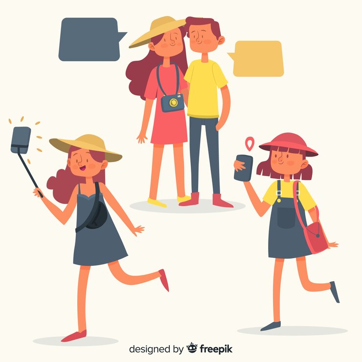 Vector gratuito set gente viajando dibujada a mano