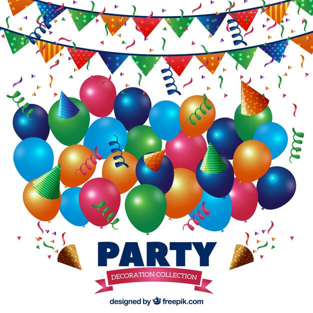 Set de globos y guirnaldas coloridos de cumpleaños 