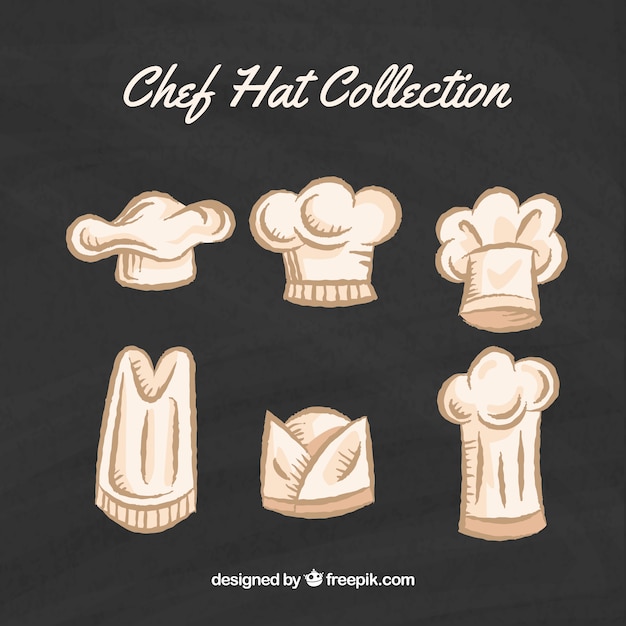 Vector gratuito set de gorros de chef dibujados a mano