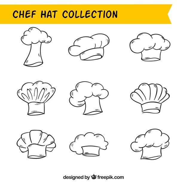 Set de gorros de chef con diferentes diseños